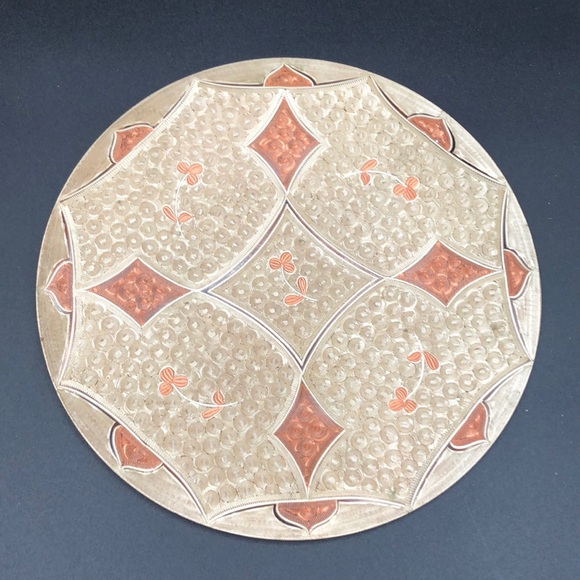 Vintage Copper Decorative Wall Plate Illuminated Paint Hand Etched Turkish Plate - Picture 1 of 7